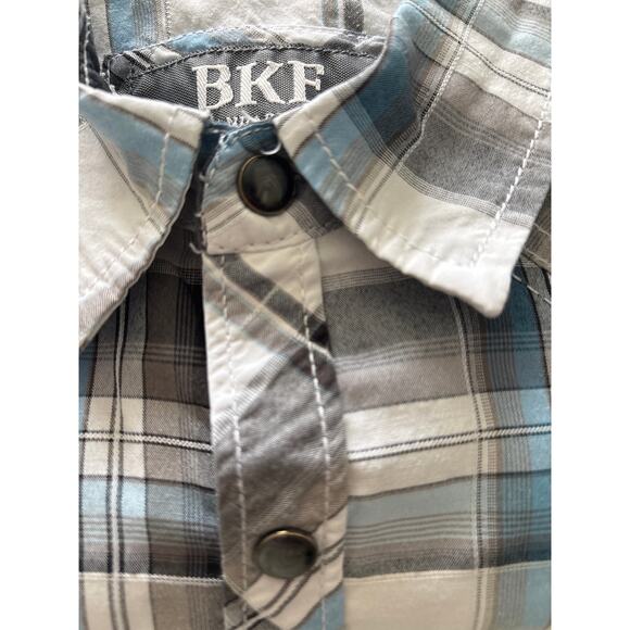 BKE Men's Size Large Western Plaid Pearl Snap Button Up Rodeo Rancher Shirt - Picture 10 of 11